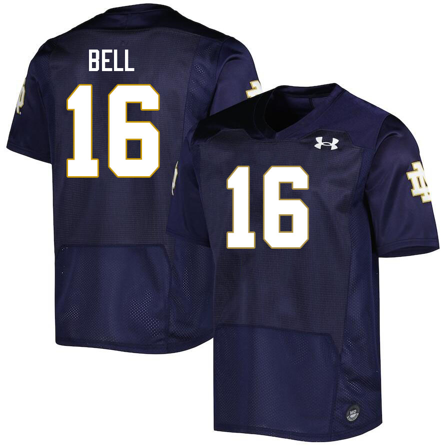 Men #16 Micah Bell Notre Dame Fighting Irish College Football Jerseys Stitched Sale-Navy